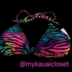 NWT Vibrant colored bikini top Zebra stripes